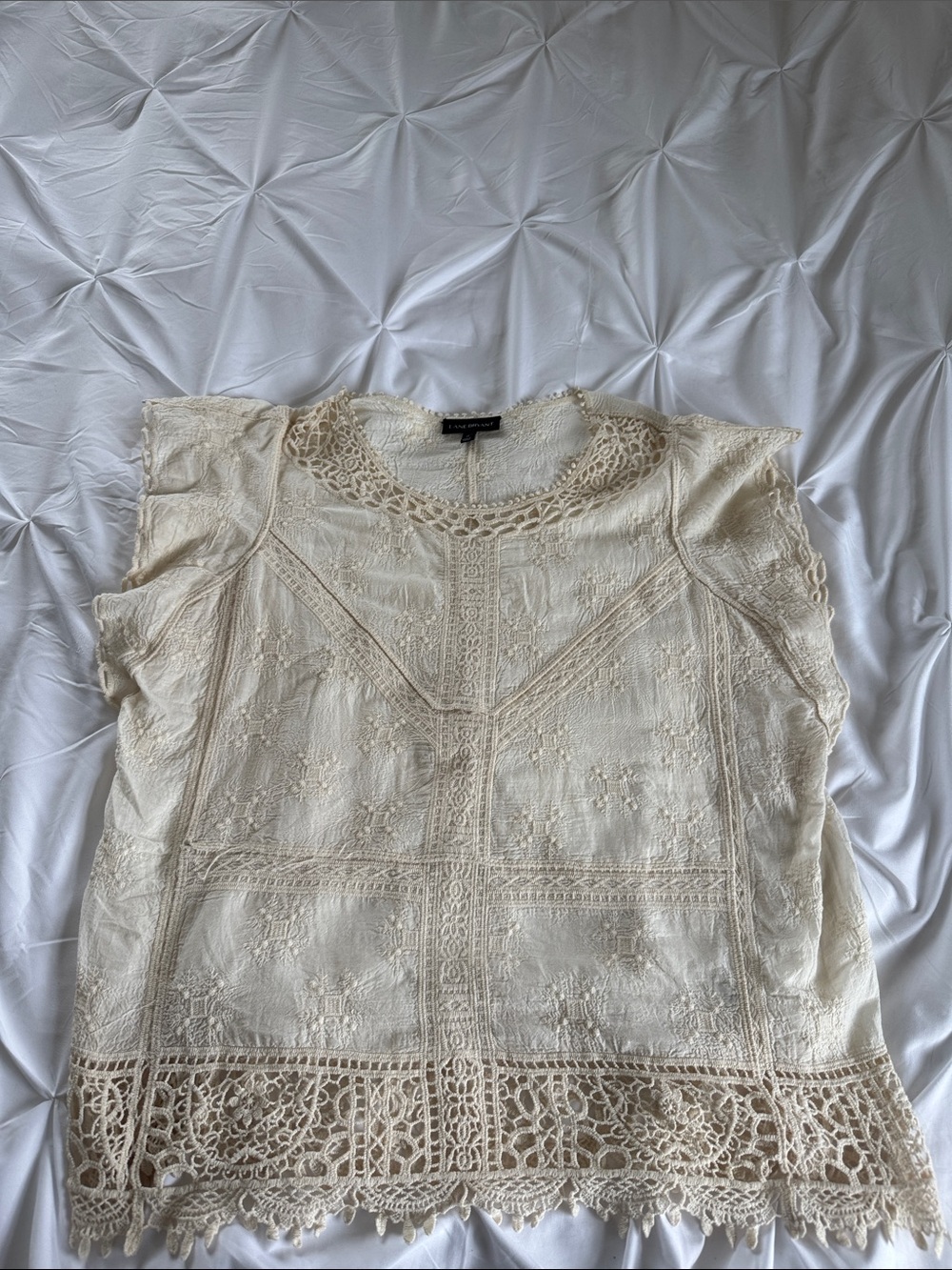 Lane Bryant Cream Crochet Lace Blouse